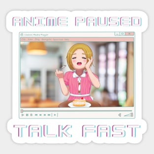 Anime Girl Eating Paused Talk Fast Funny Otaku Meme Sticker